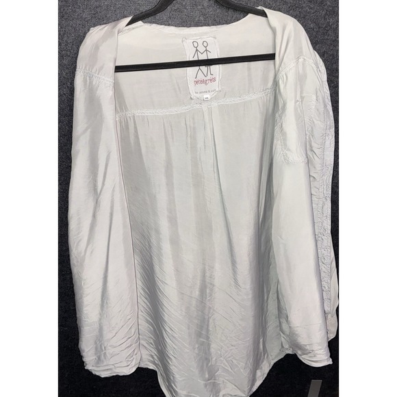 Pete & Greta Grey Shirt XS Extra Small Long Sleeve Rolled Up Button Top Cupra - Picture 4 of 9